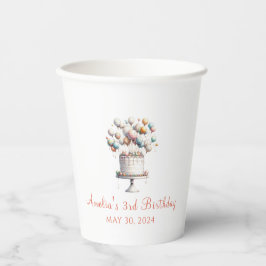 Vasos De Papel Surrealista, con globos y Personalizado de pastel 