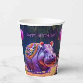 Vasos De Papel Süßes Nilpferd zum Geburtstag