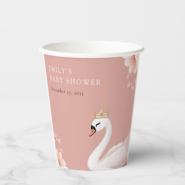 Vasos De Papel Swan Little Princess Baby Shower (Anverso)