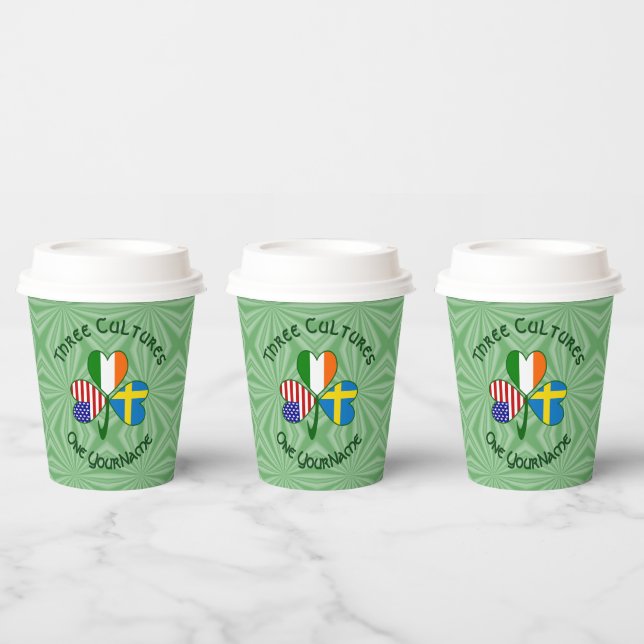 Vasos De Papel Swedish Ireland USA Shamrock Personalized Text  (Multi)