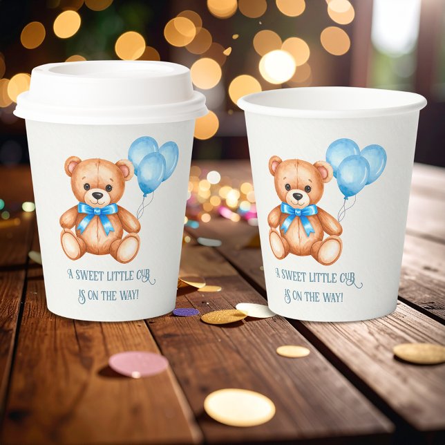 Vasos De Papel Sweet Little Cub Teddy Bear Baby Shower (Subido por el creador)