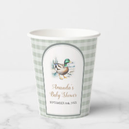 Vasos De Papel Sweet Little Duckling Mallard Gingham Baby Shower