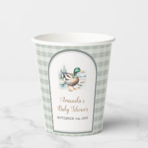 Vasos De Papel Sweet Little Duckling Mallard Gingham Baby Shower