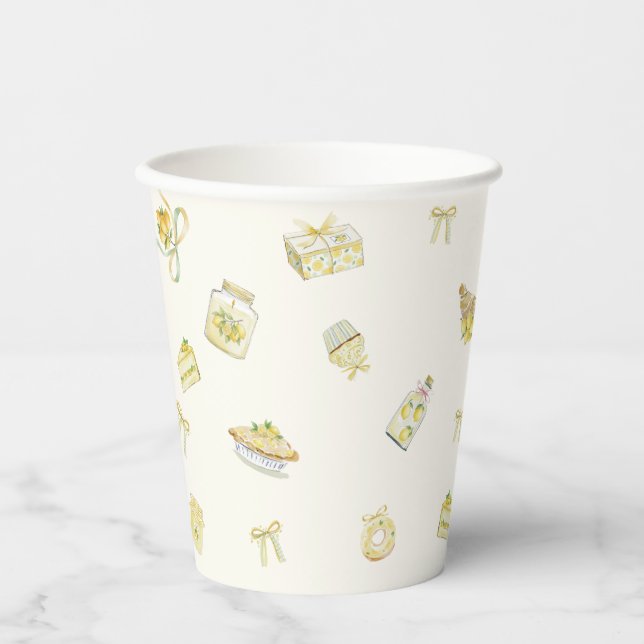 Vasos De Papel Sweet Little Lemon Watercolor Baby Shower  (Anverso)