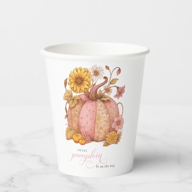 Vasos De Papel Sweet Little patch pumpkin florals is on the way (Anverso)