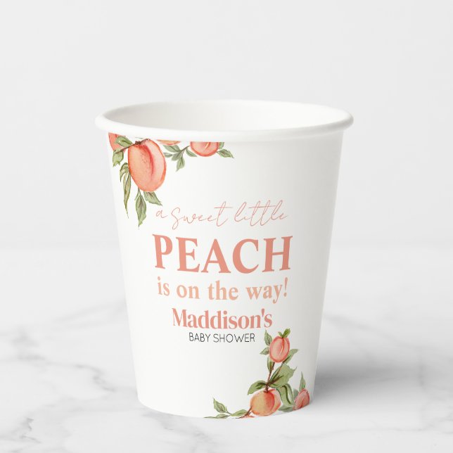 Vasos De Papel Sweet Little Peach Baby Shower  (Anverso)