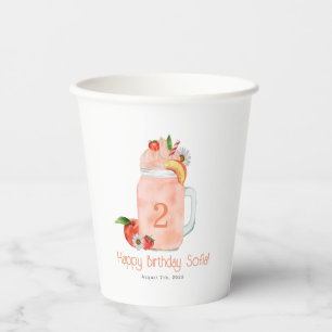 Vasos De Papel Sweet Little Peach Smoothie Segundo Fiesta de Cump
