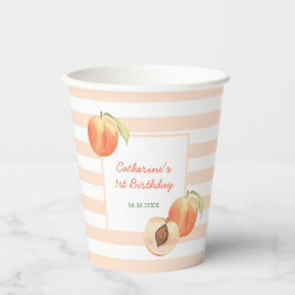 Vasos De Papel Sweet Little Peach Stripes Girl Birthday