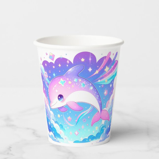 Vasos De Papel Sweet Majestic Dolphin Baby Shower (Anverso)