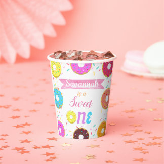 Vasos De Papel Sweet One Donut Birthday Invitación Placas R