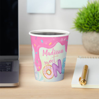 Vasos De Papel Sweet One Pink Frosting Girl's First Birthday