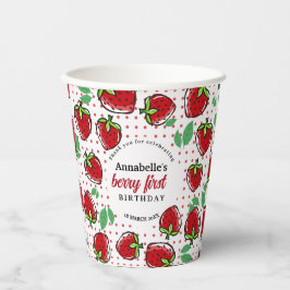 Vasos De Papel Sweet Strawberry Berry First Birthday Party