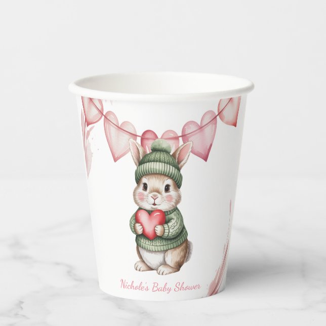 Vasos De Papel Sweet Watercolor Bunny Baby Shower (Anverso)