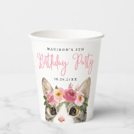 Vasos De Papel Sweet Watercolor Kitty Birthday Party