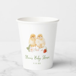 Vasos De Papel Sweet Watercolor Strawberry Chicks Baby Shower