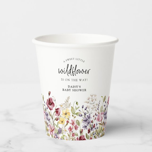 Vasos De Papel Sweet Wildflower Baby Shower (Anverso)