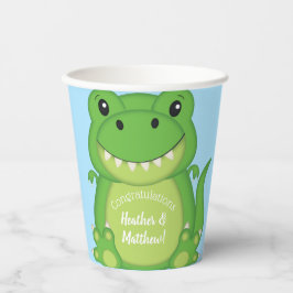 Vasos De Papel T-Rex Dinosaur Baby Shower Blue