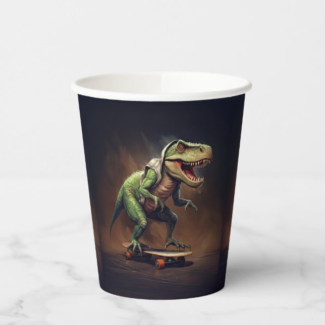 Vasos De Papel T-Rex Dinosaur Risando una Fiesta de Cumpleaños pa (Izquierda)