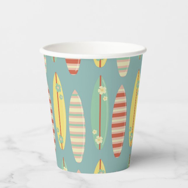Vasos De Papel Tablas de surf retro de verano Surfing Verano (Anverso)