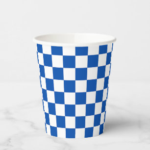 Vasos De Papel Tablero de ajedrez clásico azul cobalto