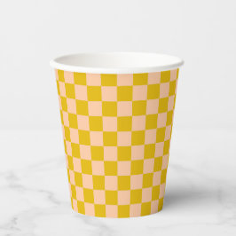 Vasos De Papel Tablero de ajedrez de miel y melocotón