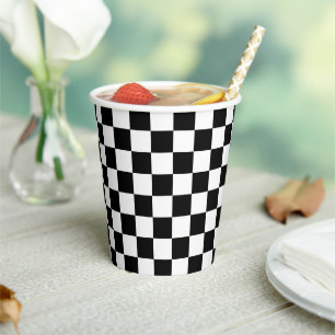 Vasos De Papel Tablero de ajedrez negro clásico