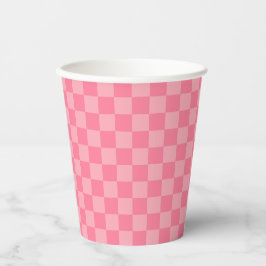 Vasos De Papel Tablero de ajedrez rosa elegante