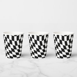Vasos De Papel Tablero de cheques con alambre de blanco y negro