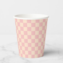 Vasos De Papel Tablero de verificación rosa y crema
