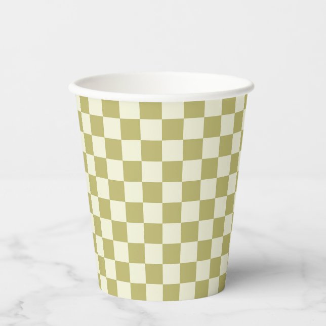 Vasos De Papel Tablero oscuro de caqui y beige (Anverso)