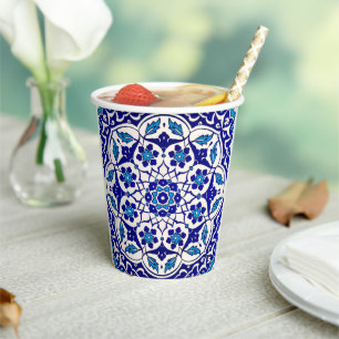 Vasos De Papel Tableware Fiesta índigo de iznik otomana turca