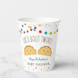Vasos De Papel Taco de mellizos fiesta de ducha de bebé cucharas