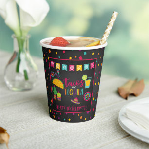 Vasos De Papel Tacos & Tequila Paper Cup - Blk