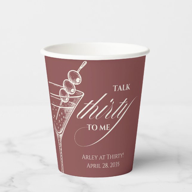 Vasos De Papel Talk 30 to me Minimalist Martini 30th Birthday  (Anverso)