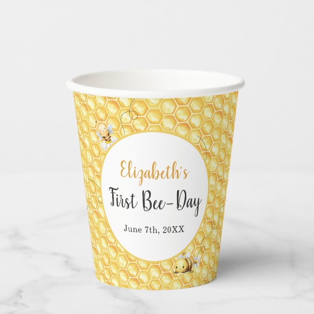 Vasos De Papel Tan Dulce Cumpleaños Abeja (Anverso)
