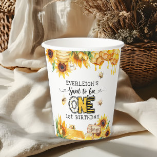 Vasos De Papel Tan dulce ser una abeja floral cumpleaños 1