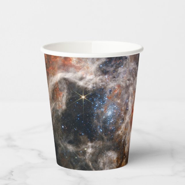 Vasos De Papel Tarantula Nebula Imagen de JWST (Izquierda)