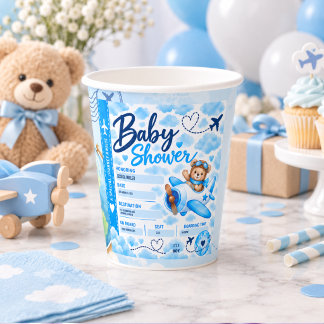 Vasos De Papel Tarjeta de embarque de avión de osito de peluche B