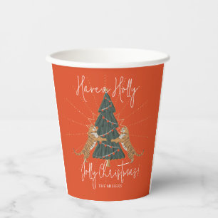 Vasos De Papel Tarjeta de Navidades de marionetas de tigres y árb