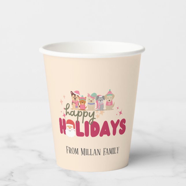 Vasos De Papel Tarjeta de vacaciones plana de la familia de los p (Anverso)