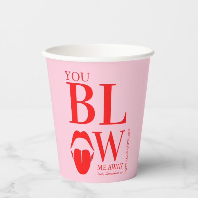 Vasos De Papel Tarjeta Día de San Valentín roja traviesa (Anverso)