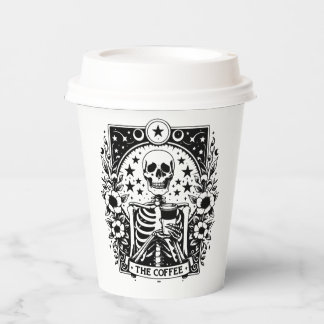 Vasos De Papel Tarjeta Tarot monocroma "El café" Skeleton |