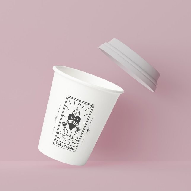 Vasos De Papel Tarot Cards | Ducha de novia | BODA | Tarot B+W (Subido por el creador)