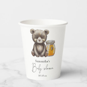 Vasos De Papel Tarro de miel y ducha de bebé de oseo