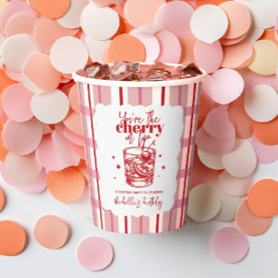 Vasos De Papel Tarta de Cereza Whisky Rosa Rojo Cumpleaños