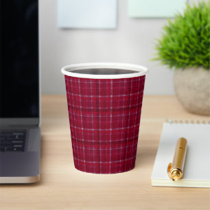 Vasos De Papel Tartán de control rojo