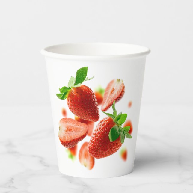 Vasos De Papel Tasa de papel con fresas (Anverso)