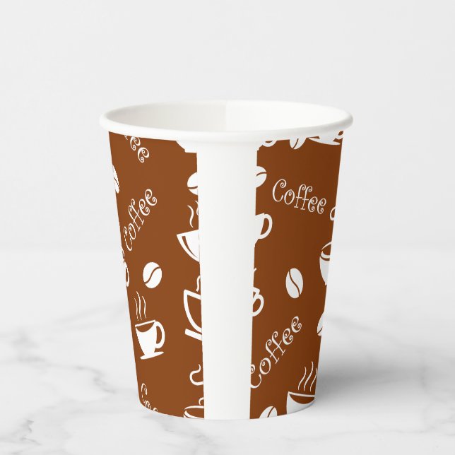 Vasos De Papel Tasa de papel con patrón de café (Izquierda)