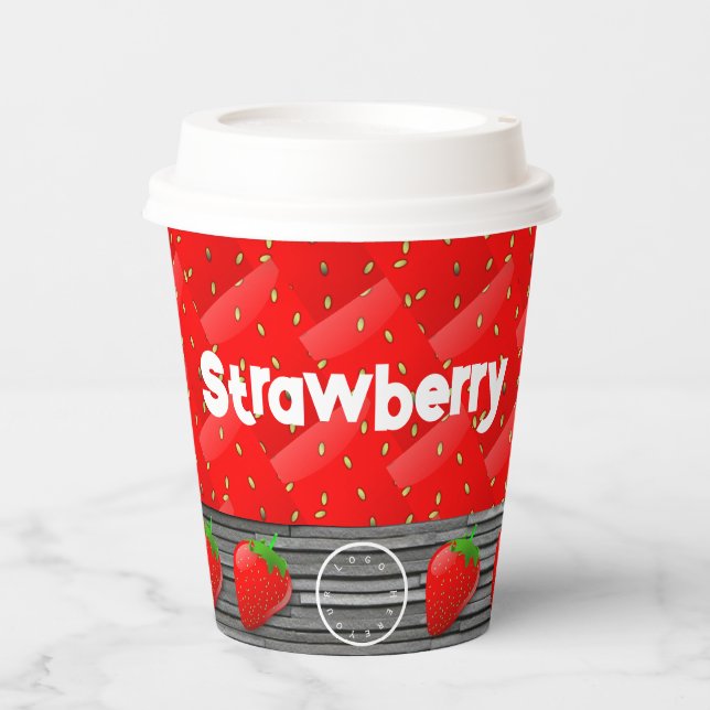 Vasos De Papel Tasa de papel de fresa (Anverso)