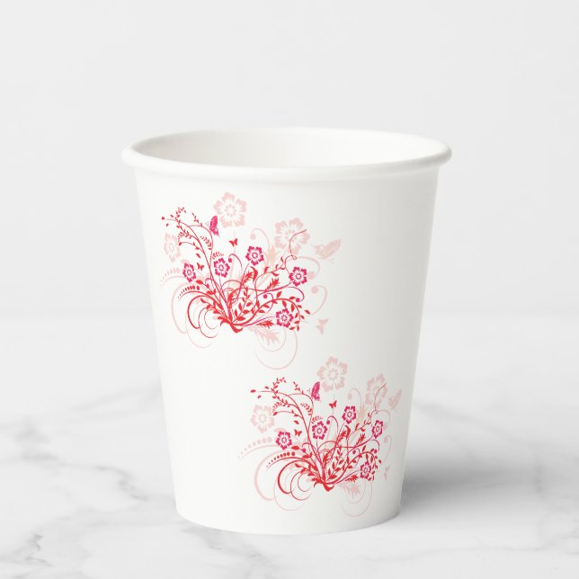 Vasos De Papel Tatuaje de flores - (Anverso)